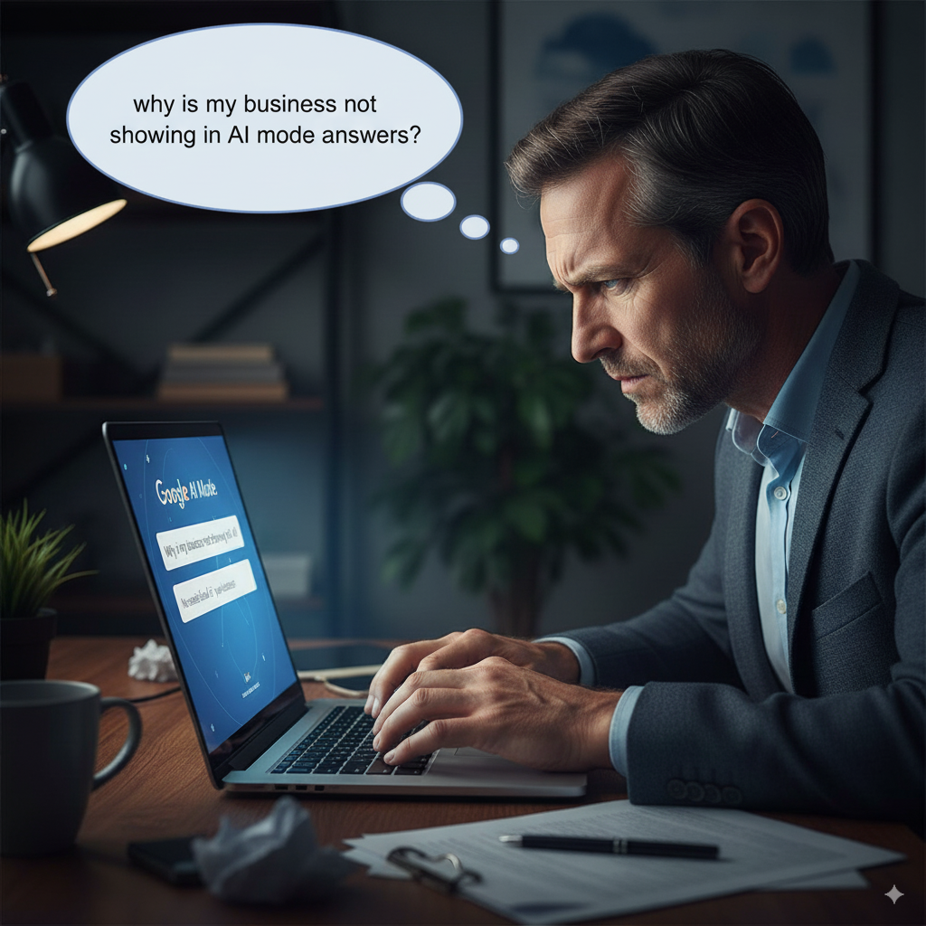 busienss owners asking chatgpot, AI overview, copilot what can i not find my business in AI answers?